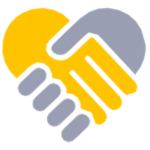 A handshake icon - yellow & grey hands