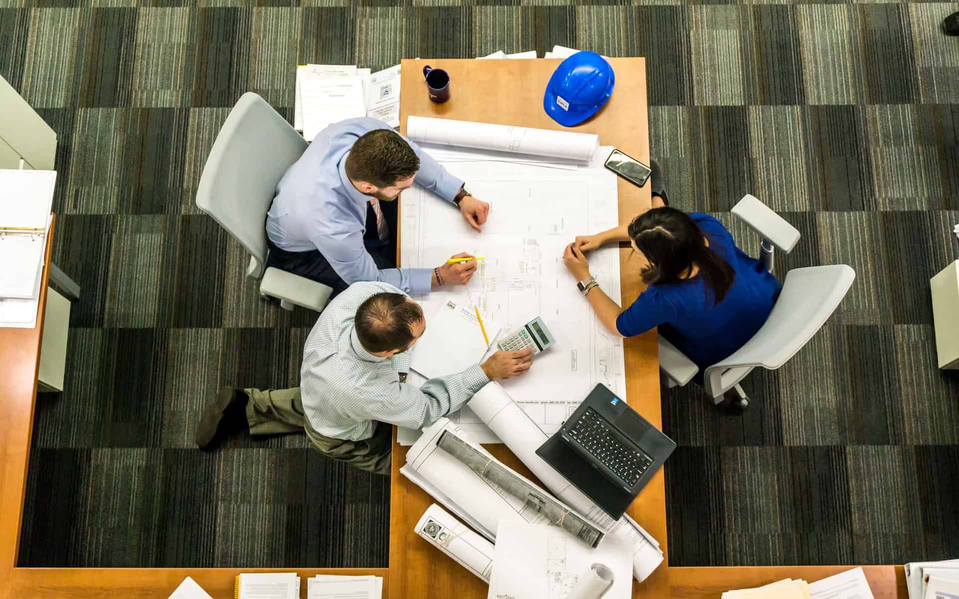 aerial shot of business meeting