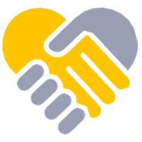 A handshake icon - yellow & grey hands