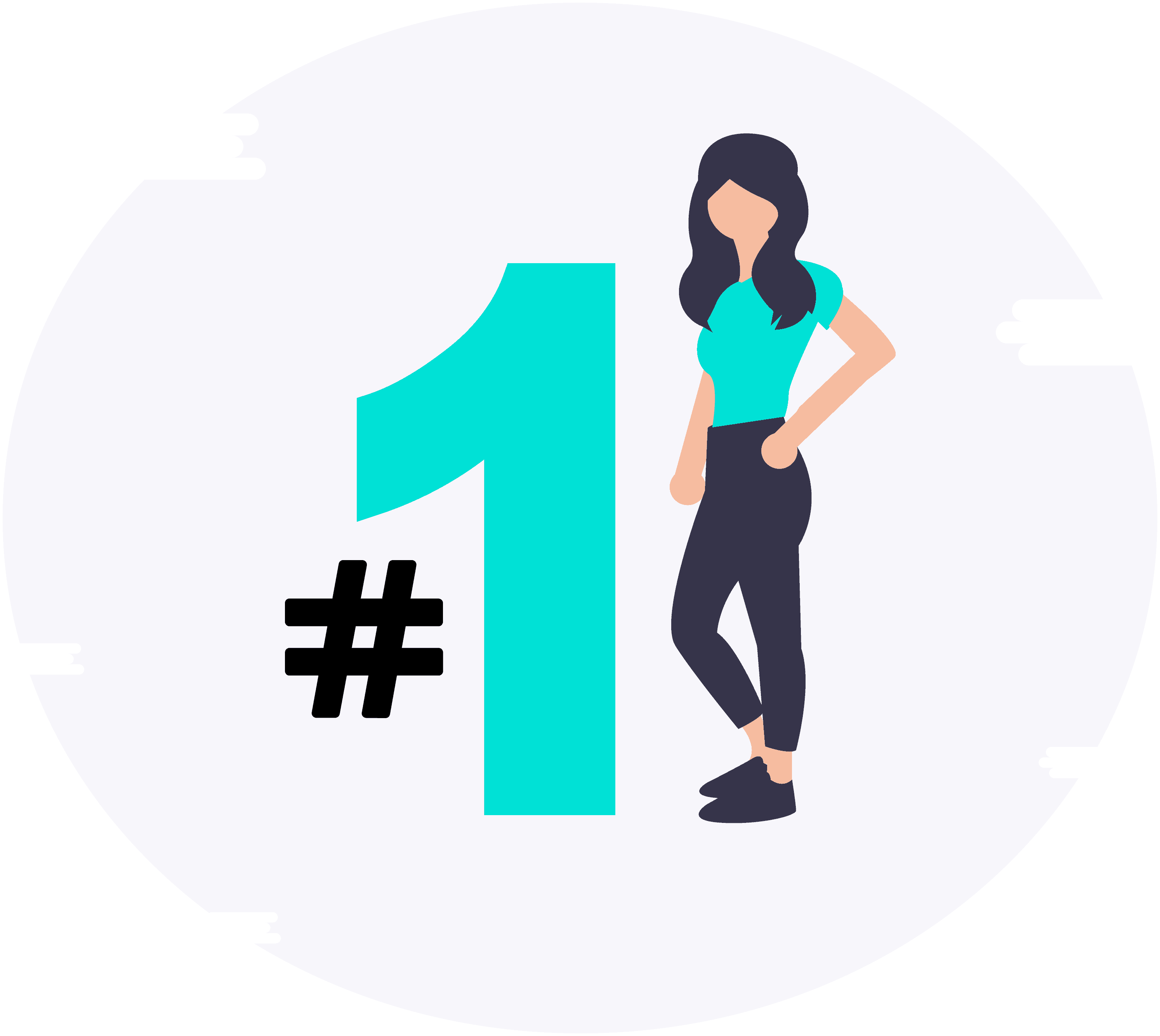 graphic of a woman standing next to number 1