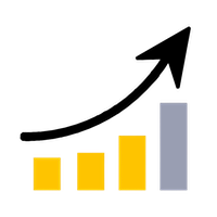 A bar graph with an upward arrow icon symbolizing business growth.