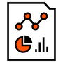 Icon showing various graphs (pie, line & bar) which symbolizes smart reporting.