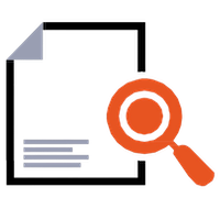 A magnifying glass icon inspecting a document that symbolizes auditing resources.