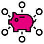 A piggy bank icon that symbolizes funding.