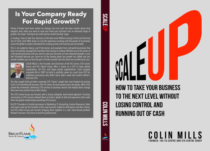 the front cover of Colin Mill's scale up book, including the words 'scale up' and the blurb of the book