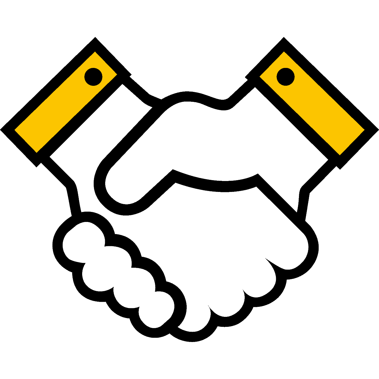 A graphic of a handshake with yellow highlights.