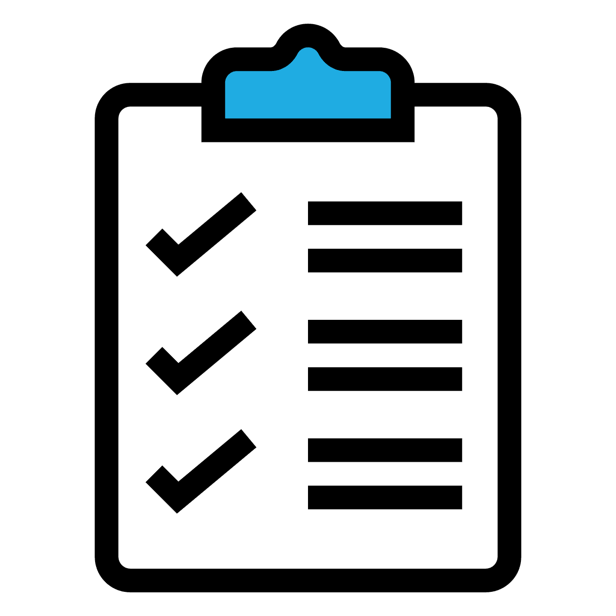 A graphic of a compliance document with check marks and blue highlights.